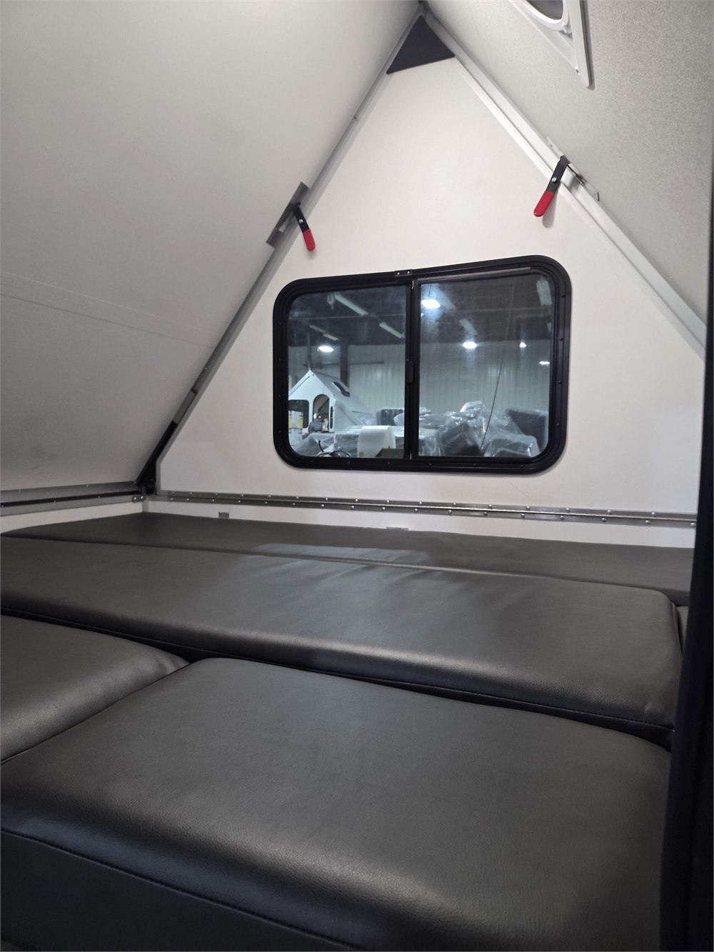 Alite interior arranged as a sleeping area