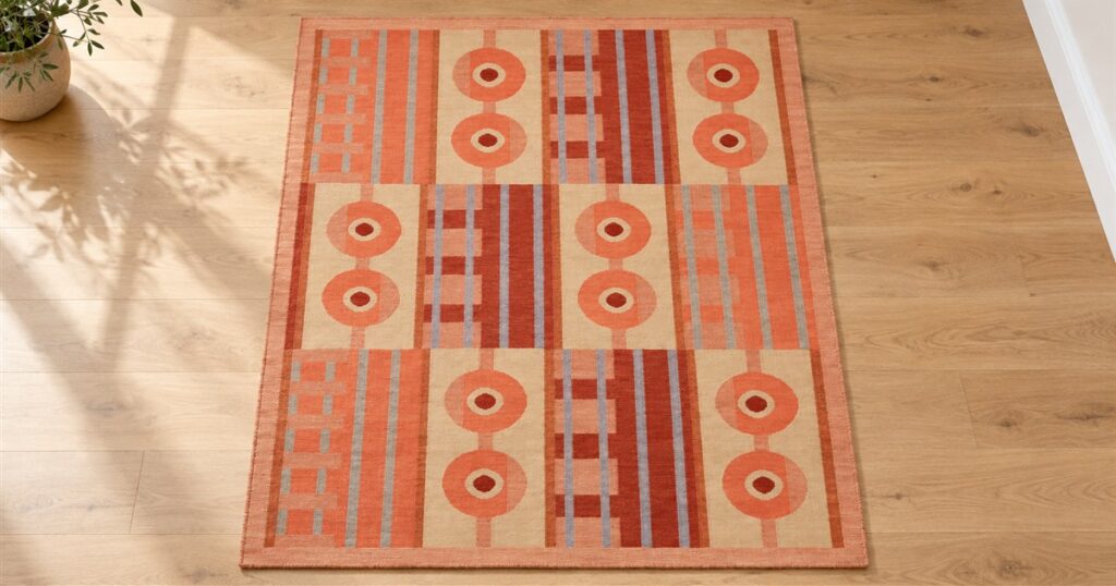 Power in Tangerine architectural wool rug