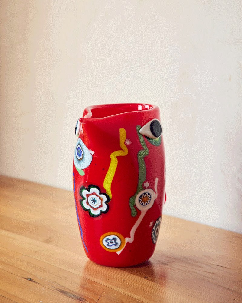 Red Murano bird glassware by Laguna B and Dusen Dusen
