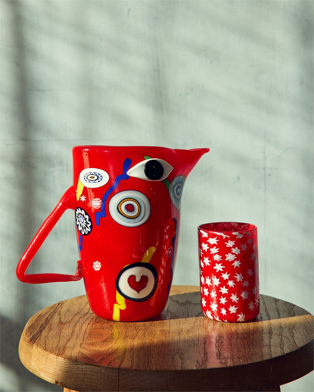 Red Murano bird glassware by Laguna B and Dusen Dusen