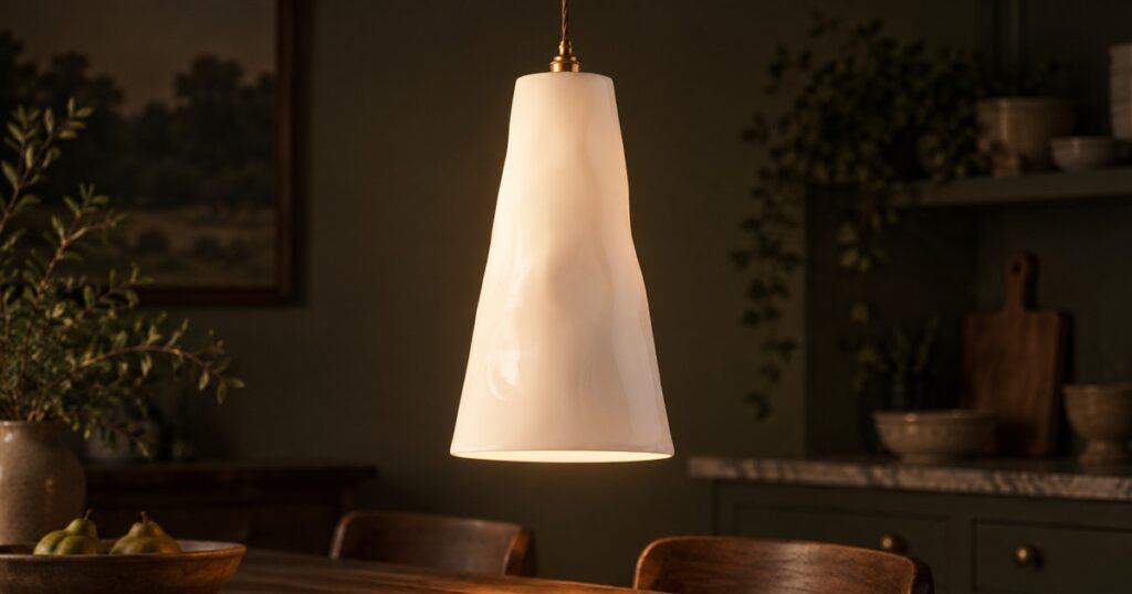 White dimpled bone china pendant light