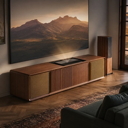 This Motorized UST Projector Media Console Hides Your Home Theater Chaos