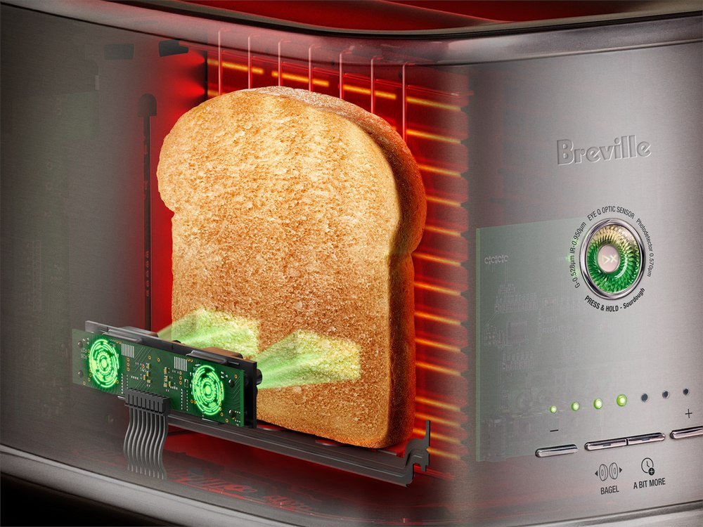 Breville cutaway illustration of optical sensors monitoring bread color