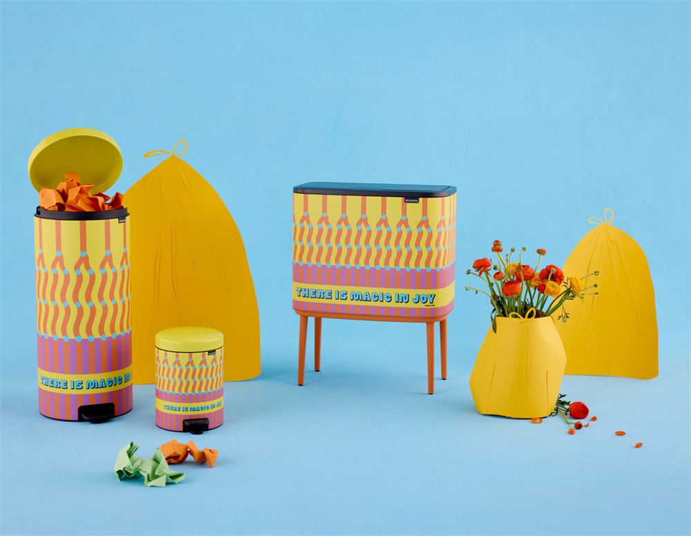 Three separate bin models in the Yinka Ilori collection