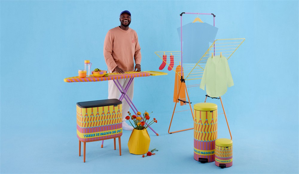 Yinka Ilori pictured with the Brabantia household collection
