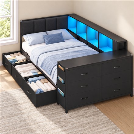 This Corner Bed Combines a Desk, Bookcases, and Nine Drawers