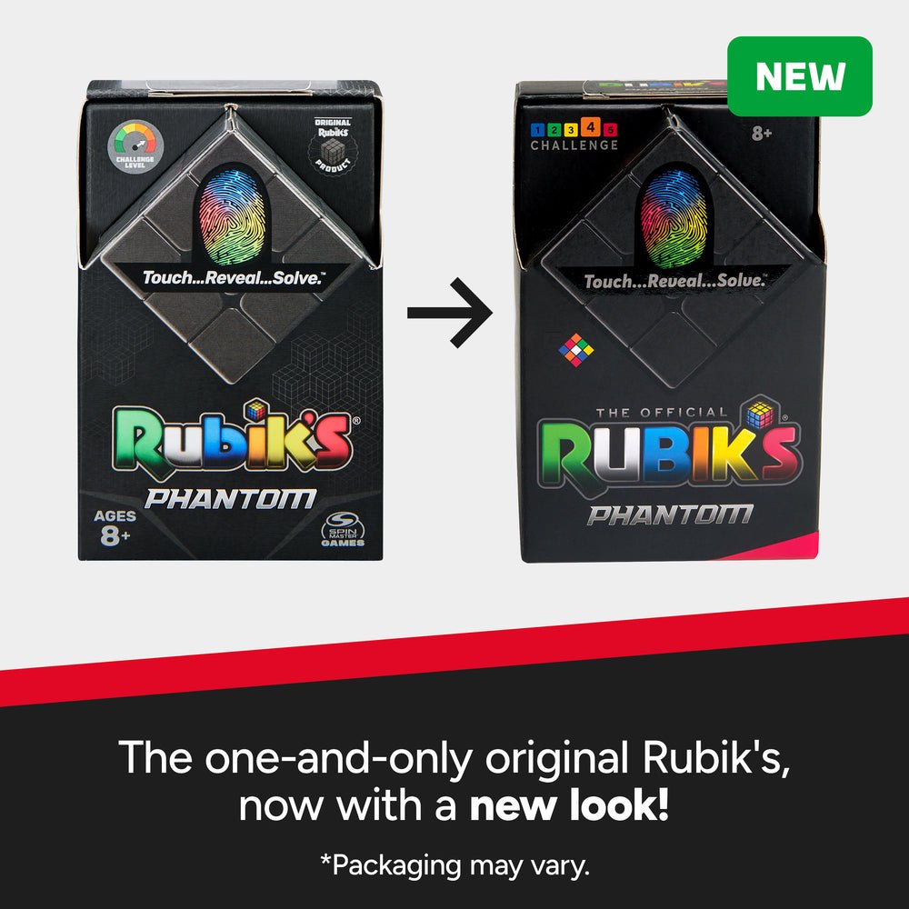 Old and new Rubiks Phantom packaging