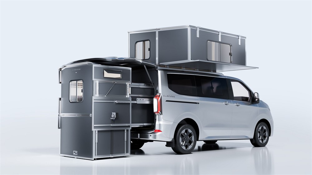 Manufacturer illustration of the fully expanded Cubivan system