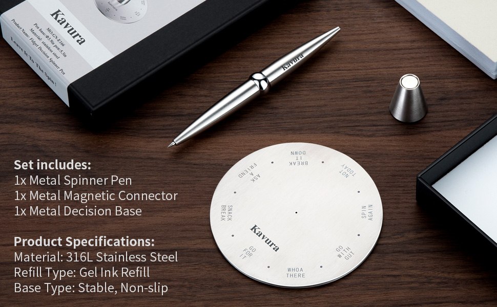 Seller illustration of the three-piece spinning pen set