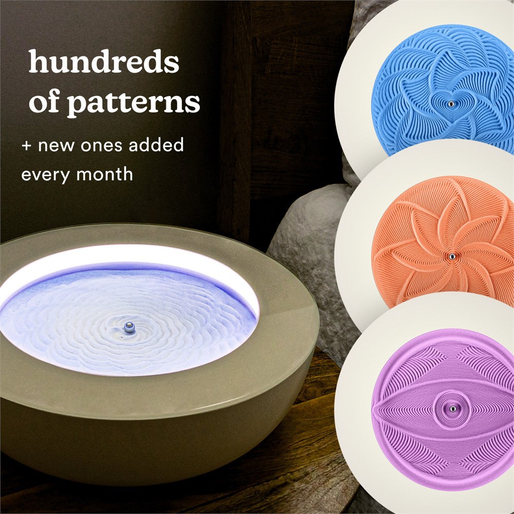 HoMedics Drift examples of sand patterns and colored lighting
