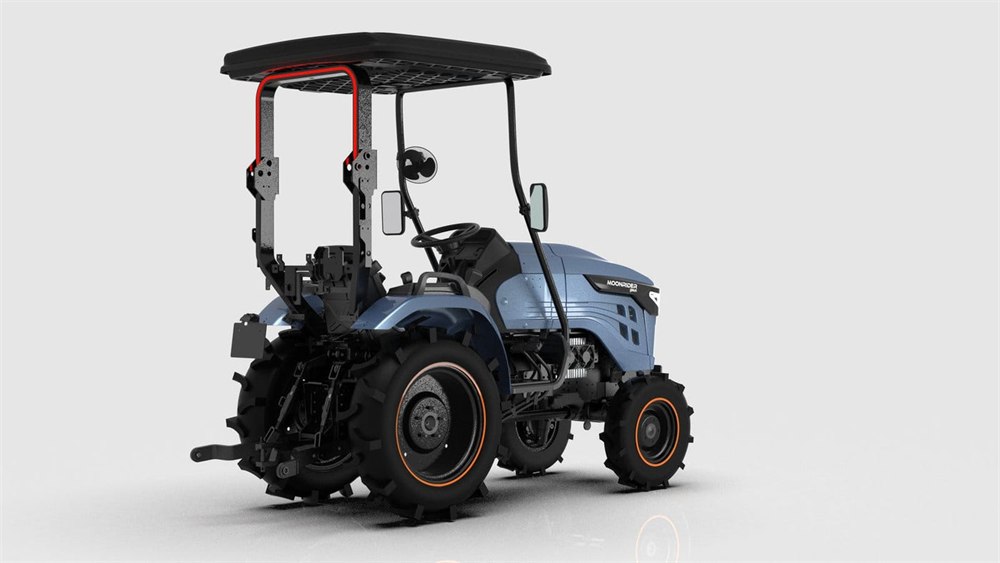 Rear view of the tractor and hitch area