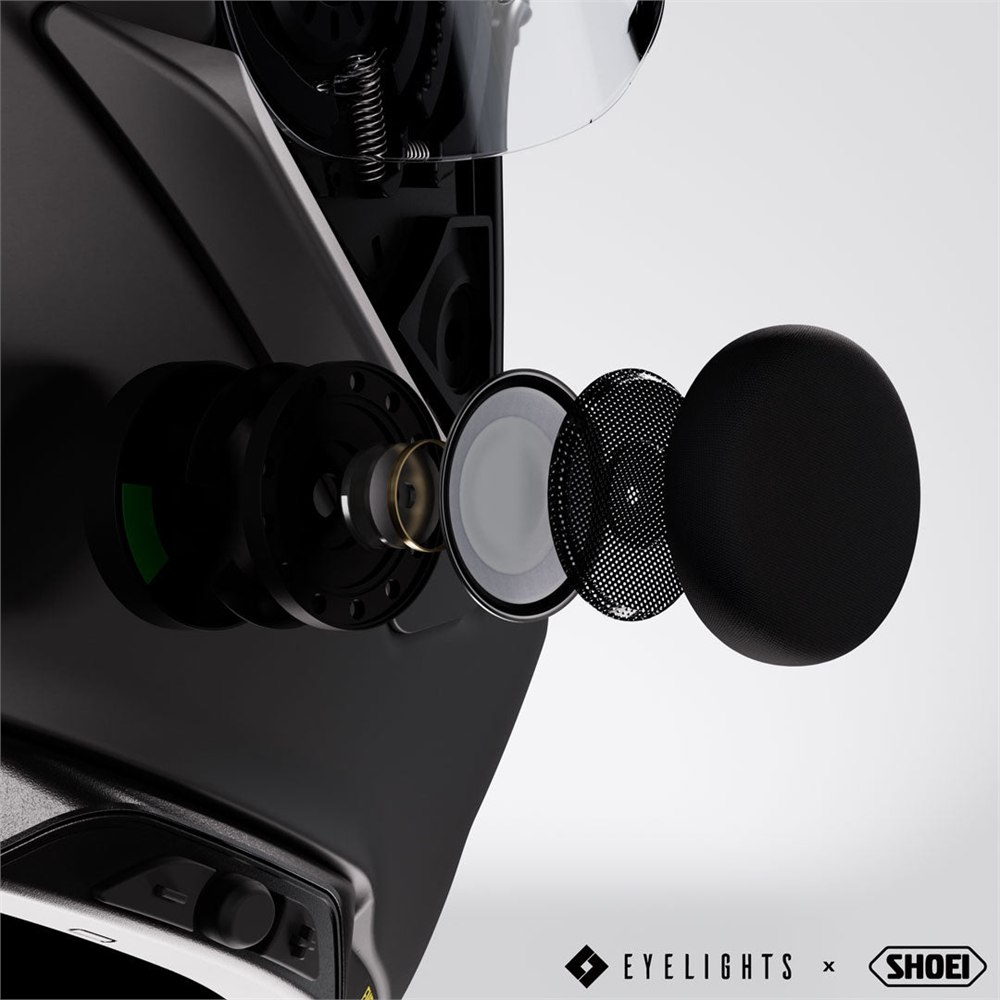 Exploded view of the helmet audio speaker assembly