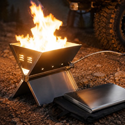 This Laptop-Sized Folding Propane Fire Pit Brings A Roaring Campfire To Tight Campsites