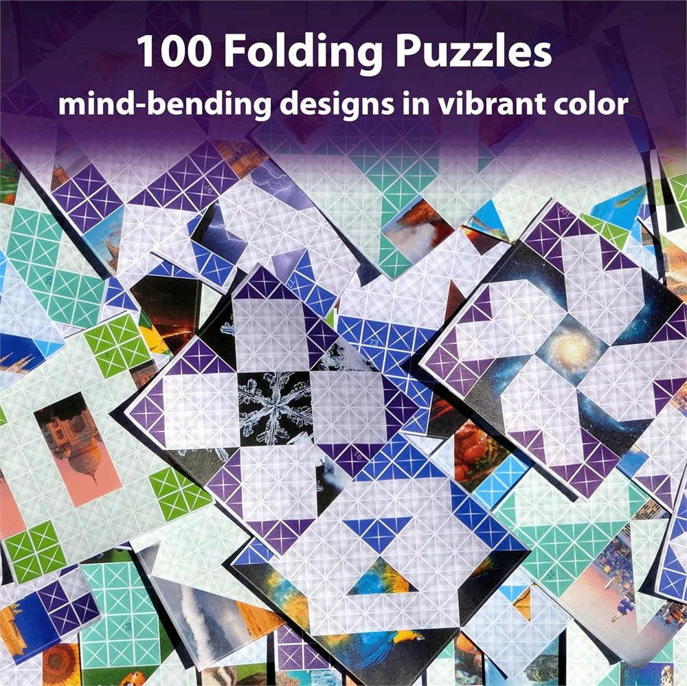 Assortment of unfolded picture puzzle sheets with colored grids