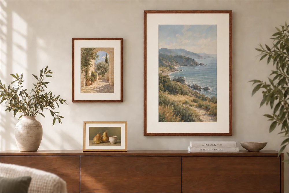 Three Jitrainno Echo frame sizes in a room