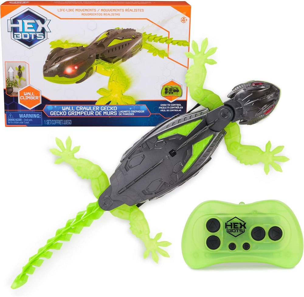 HEX BOTS Wall Crawler Gecko with green remote and retail packaging