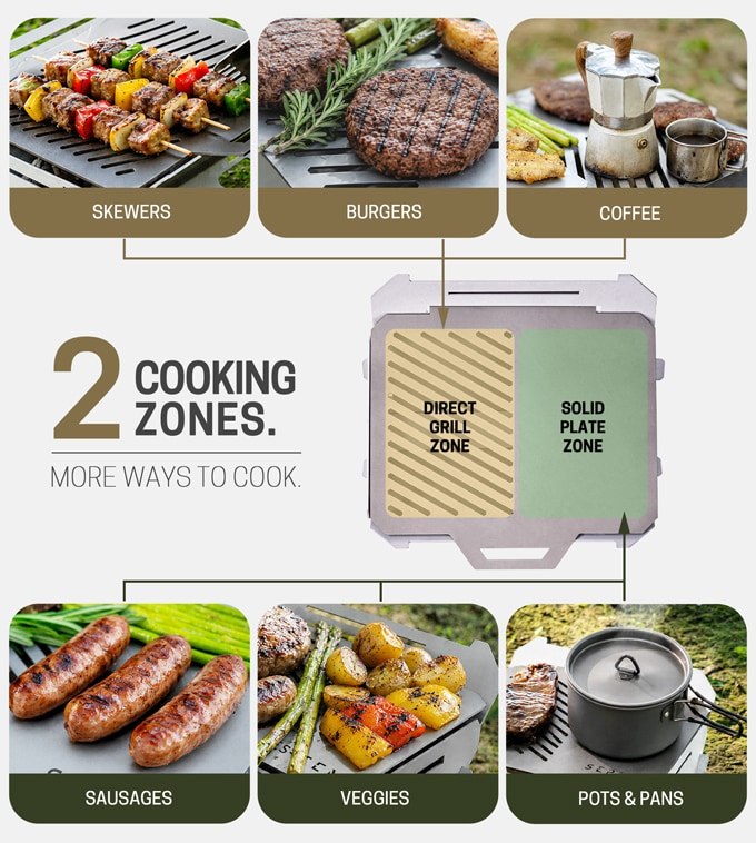 GrilTi EVER split grilling and solid plate cooking zones