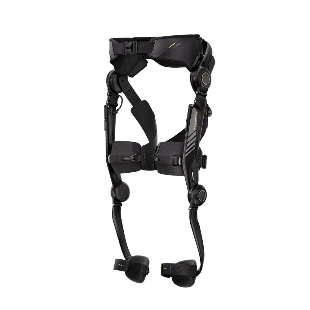 Hypershell Halo full-leg exoskeleton with waist belt and articulated leg frames
