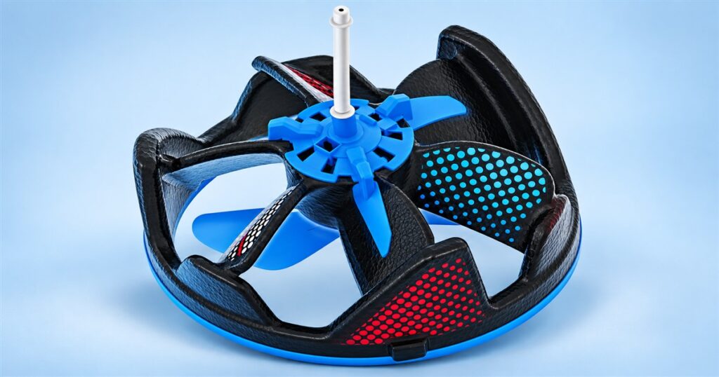 Air Hogs Gravitor hand-controlled flying toy with blue propellers