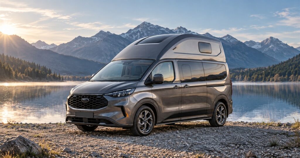 Illustration of the Nugget Twin fixed high-roof camper based on manufacturer concept visuals