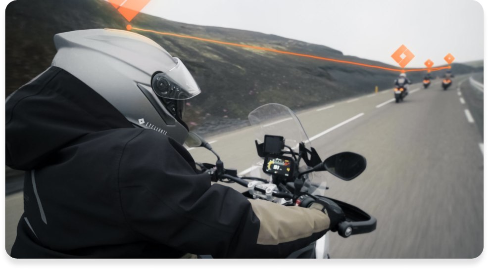 EyeLights illustration of riders using helmet intercom