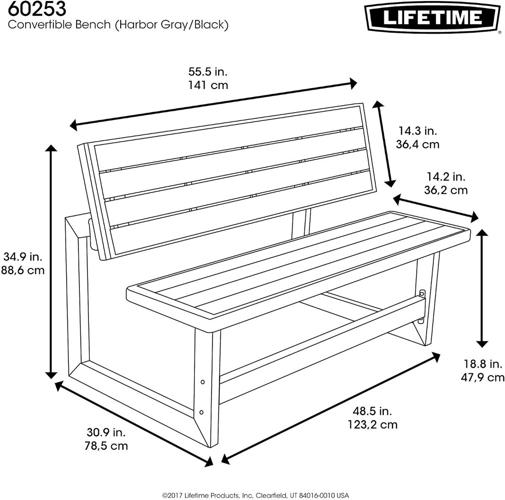 LIFETIME 60253 convertible outdoor bench image 3