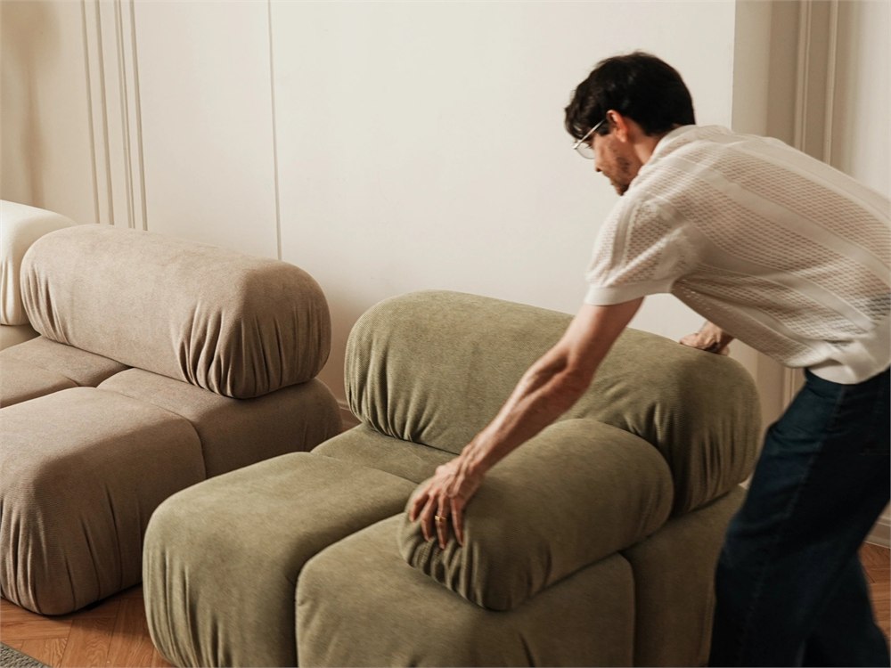 LORVA Anchor modular sofa showing separate plush seat modules