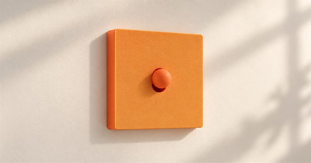 Apricot orange magnetic light switch cover with round orange button