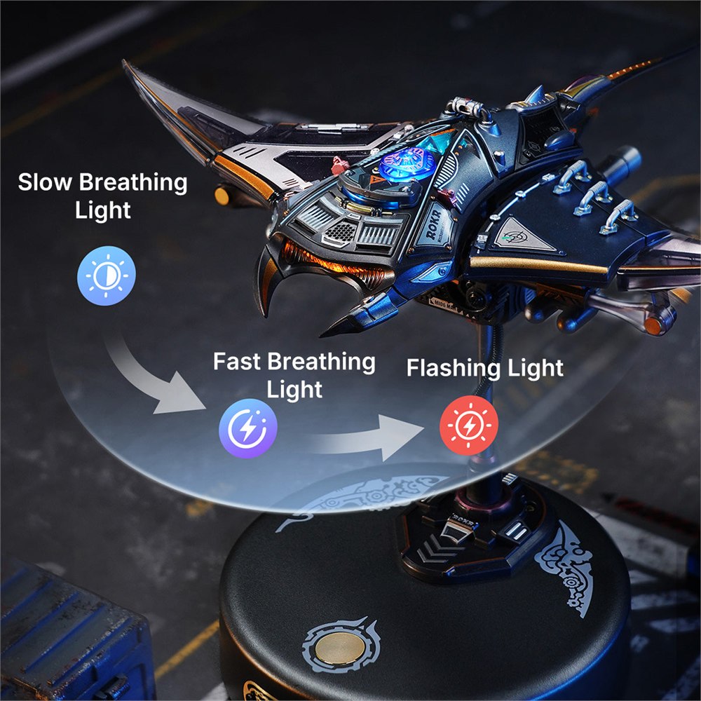 Close view of the manta ray lighting patterns