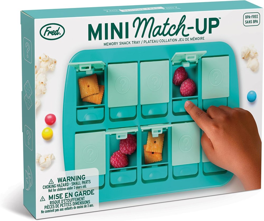 Genuine Fred MINI Match UP snack tray retail packaging and product example