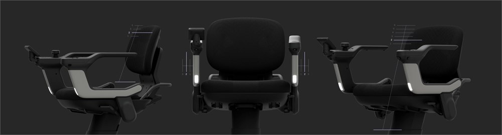 Strutt ev1c seating and armrest adjustment views