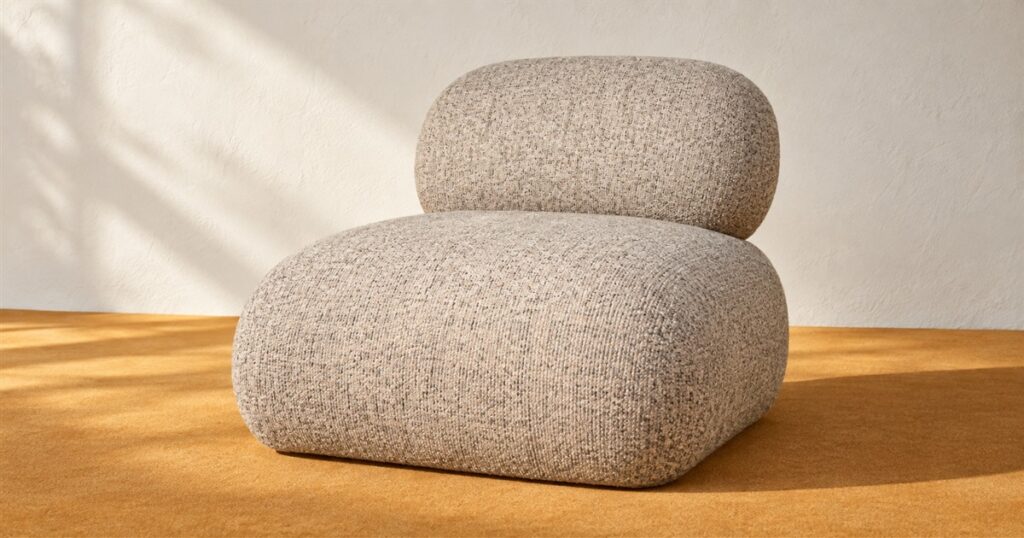 Poma modular boucle accent chair with rounded seat and back