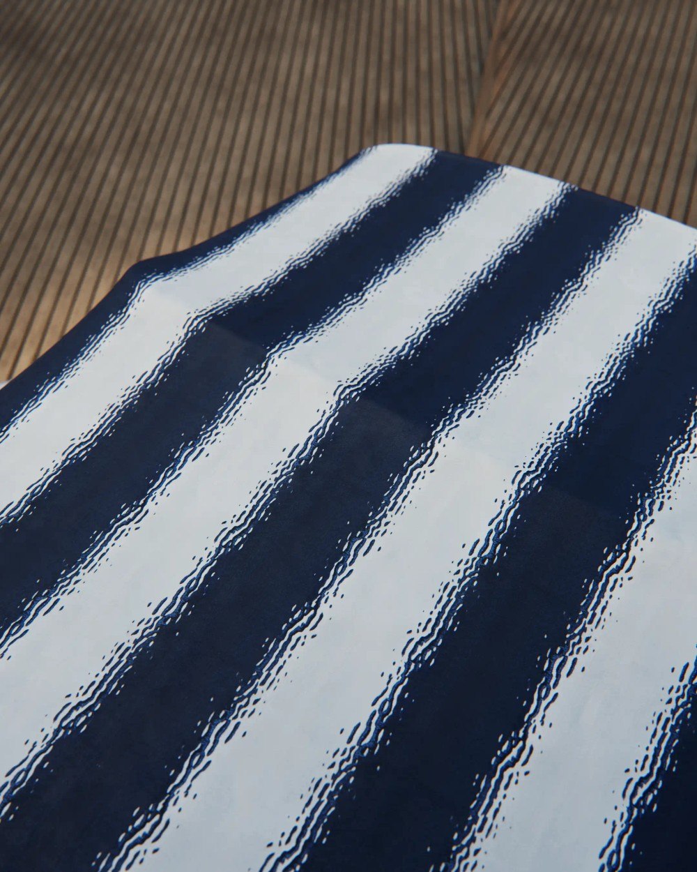 Close detail of navy and white Scia outdoor fabric