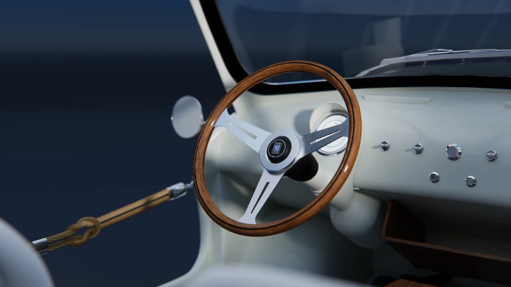 Nardi wood steering wheel and pale dashboard