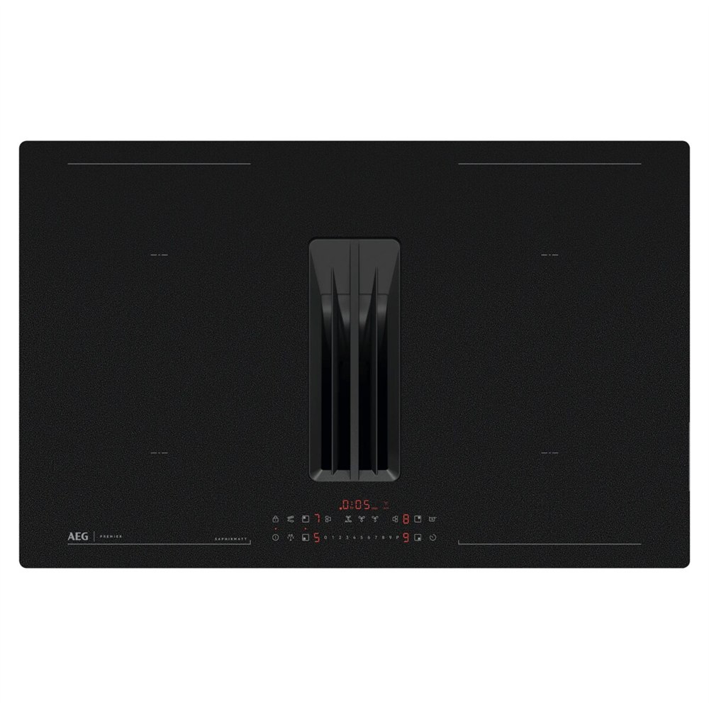 Overhead view of the matte black induction extractor hob