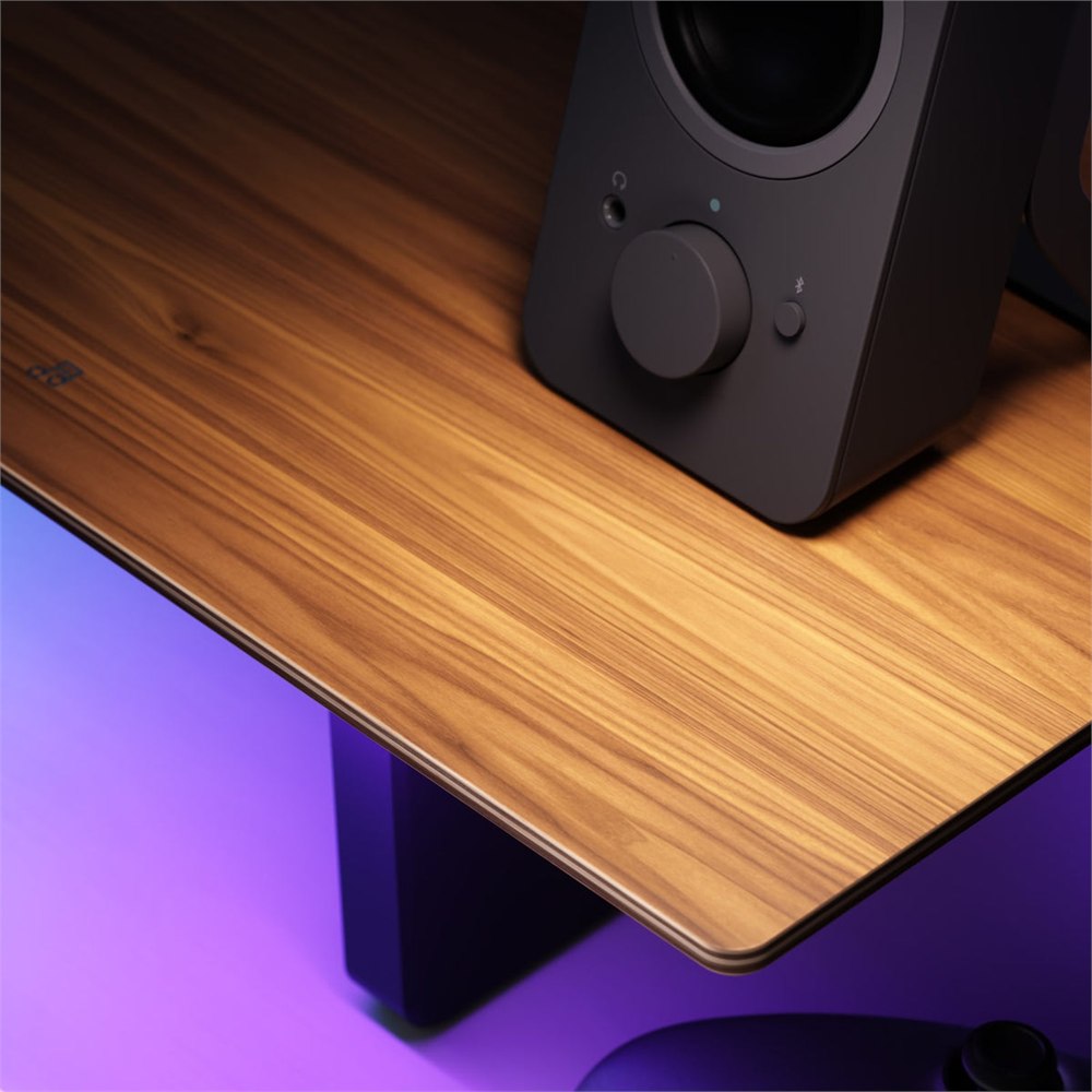 Walnut veneer surface and beveled corner