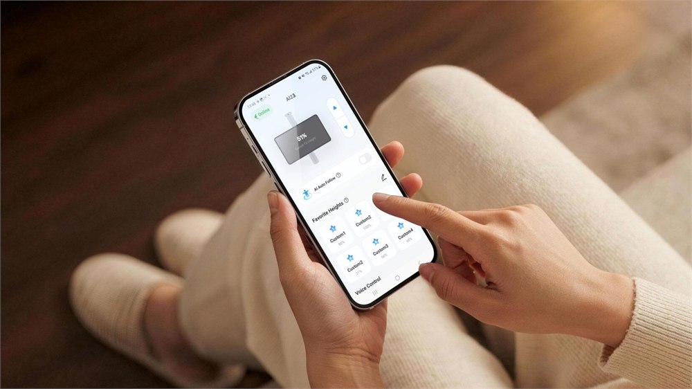 Perlegear app for adjusting the TV mount