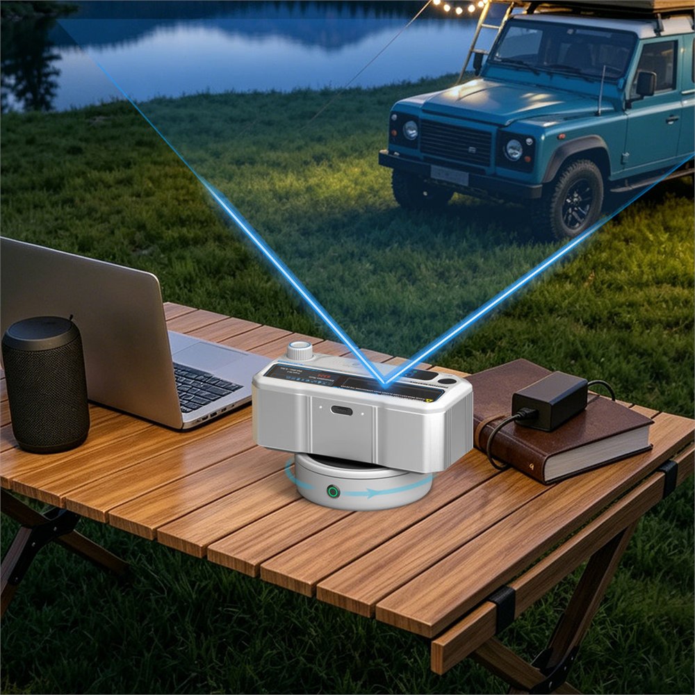 Photon Matrix blue laser mosquito defense system scanning an outdoor campsite