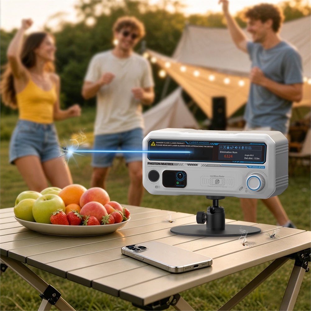 Photon Matrix mosquito defense system at an outdoor backyard gathering
