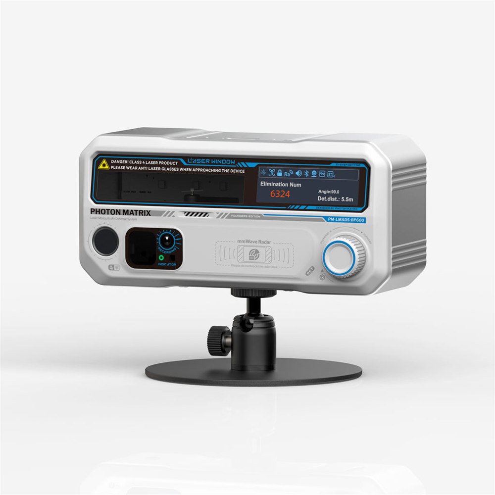 Photon Matrix blue laser mosquito defense main unit on a desktop base