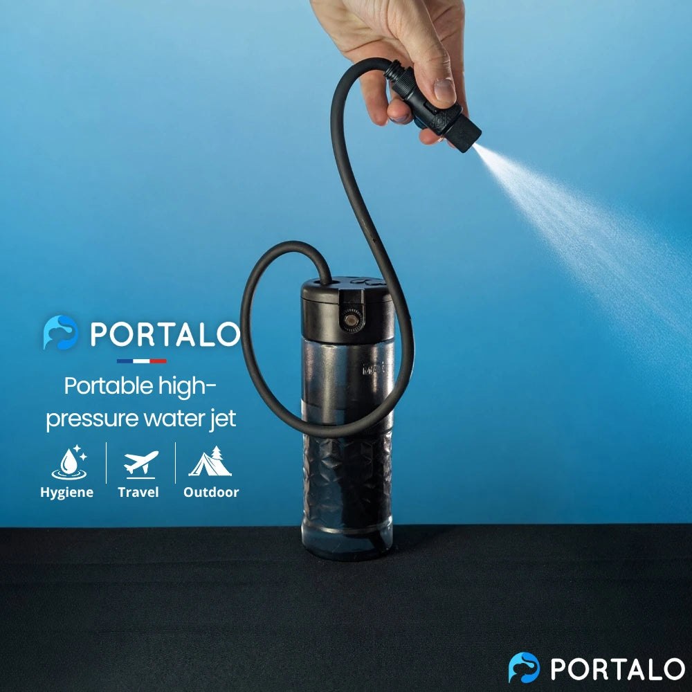 PORTALO sprayer delivering water through its flexible hose