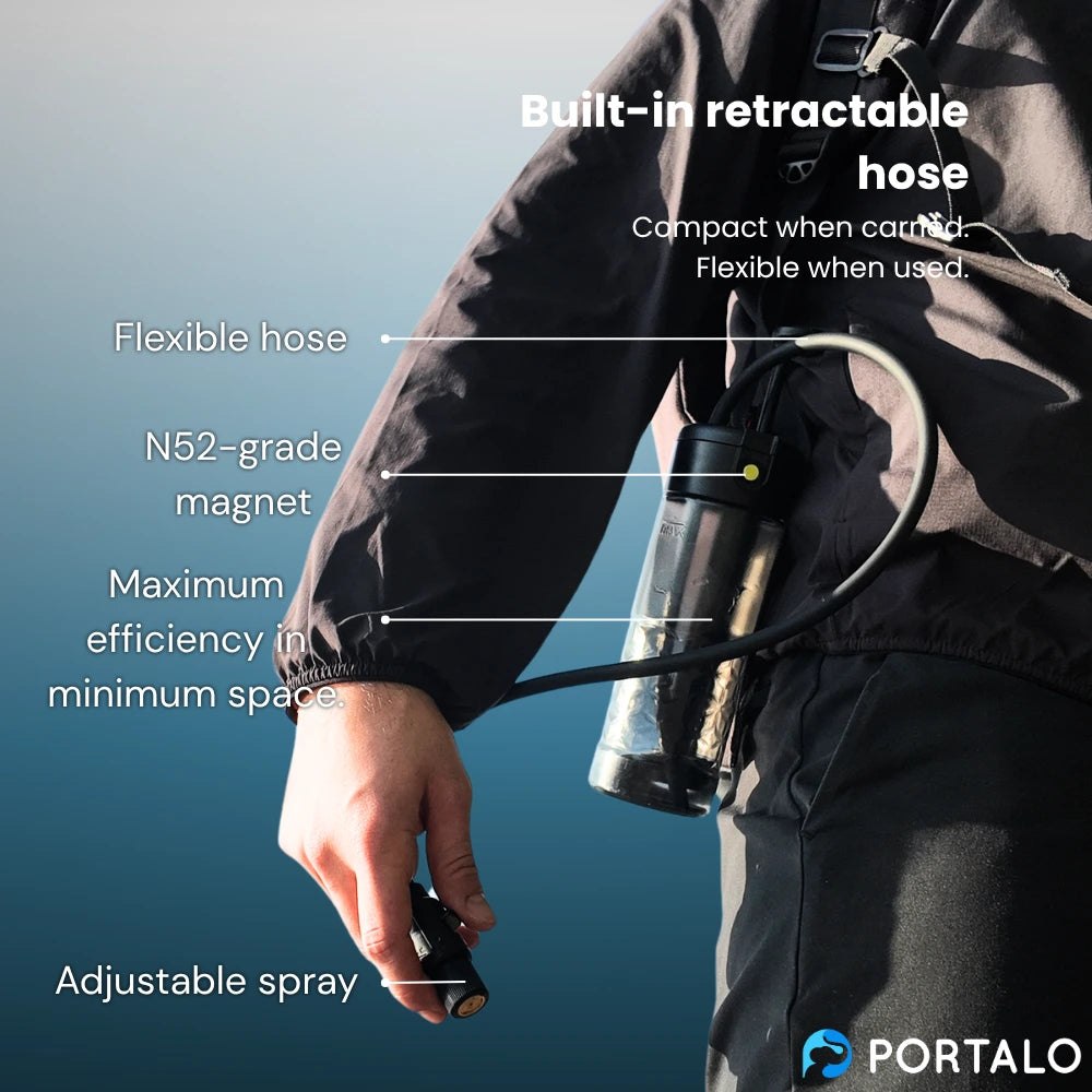 PORTALO worn with its retractable hose extended