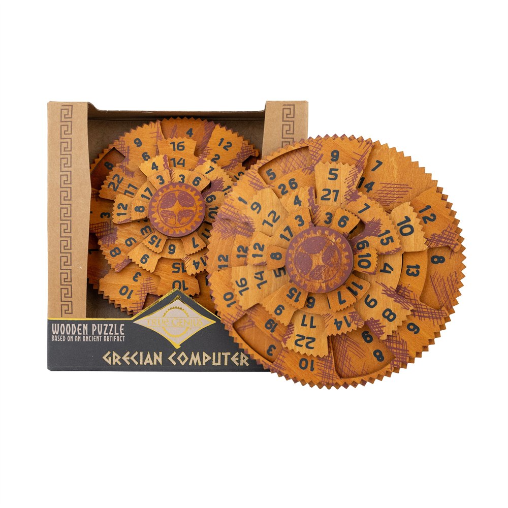 Grecian Computer wooden puzzle and packaging