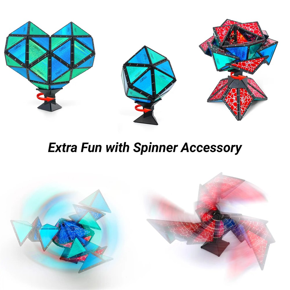 Magnetic pyramid creations mounted on the included spinner accessory