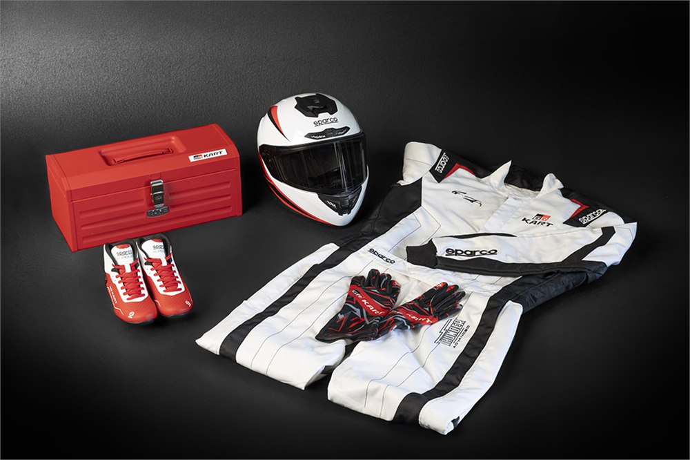 Separately available GR KART helmet, suit, gloves, shoes and tool box