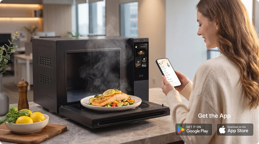 Manufacturer demonstration of the cooking robot and mobile app