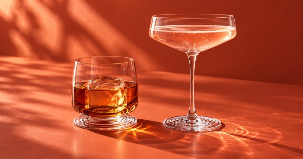 NUDE Splash crystal glassware with concentric ripple bases