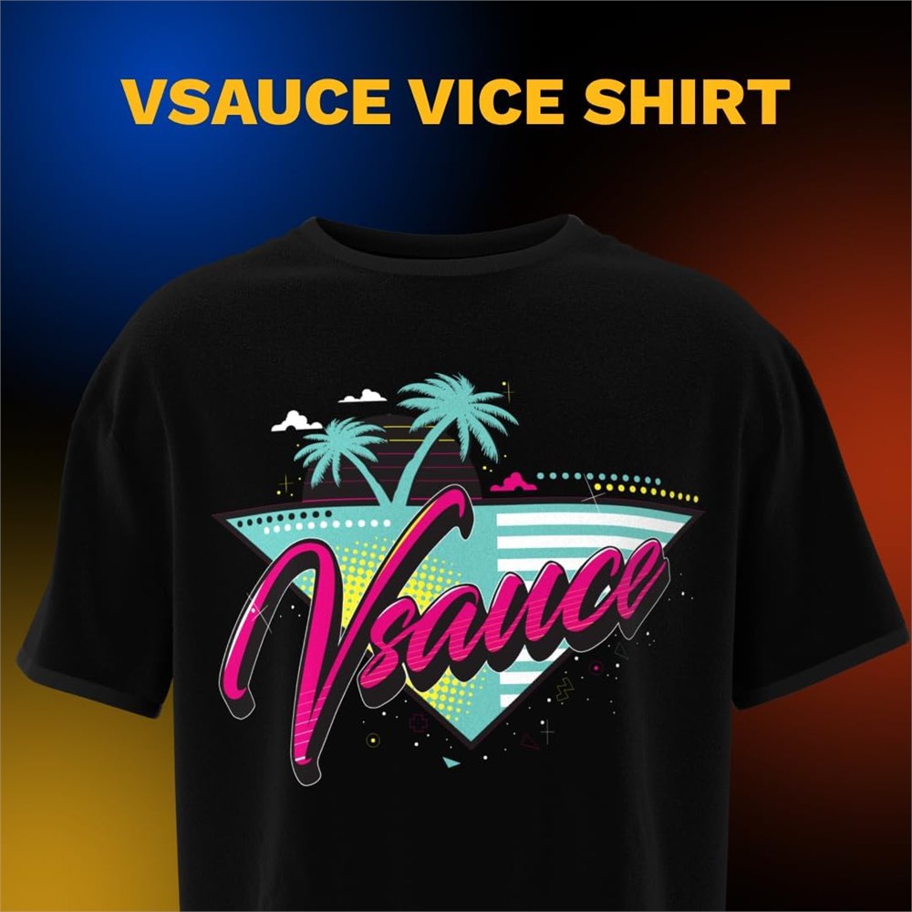 Black Vsauce Vice shirt with colorful retro graphic