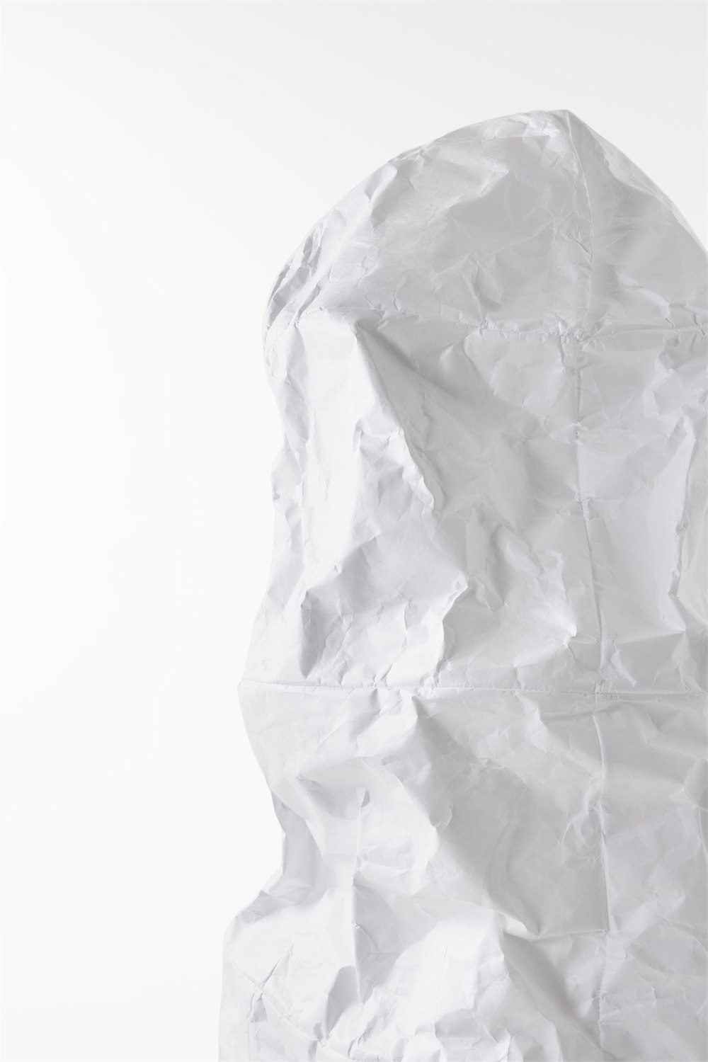 Close view of the sculptural creases in the unlit Tyvek shade