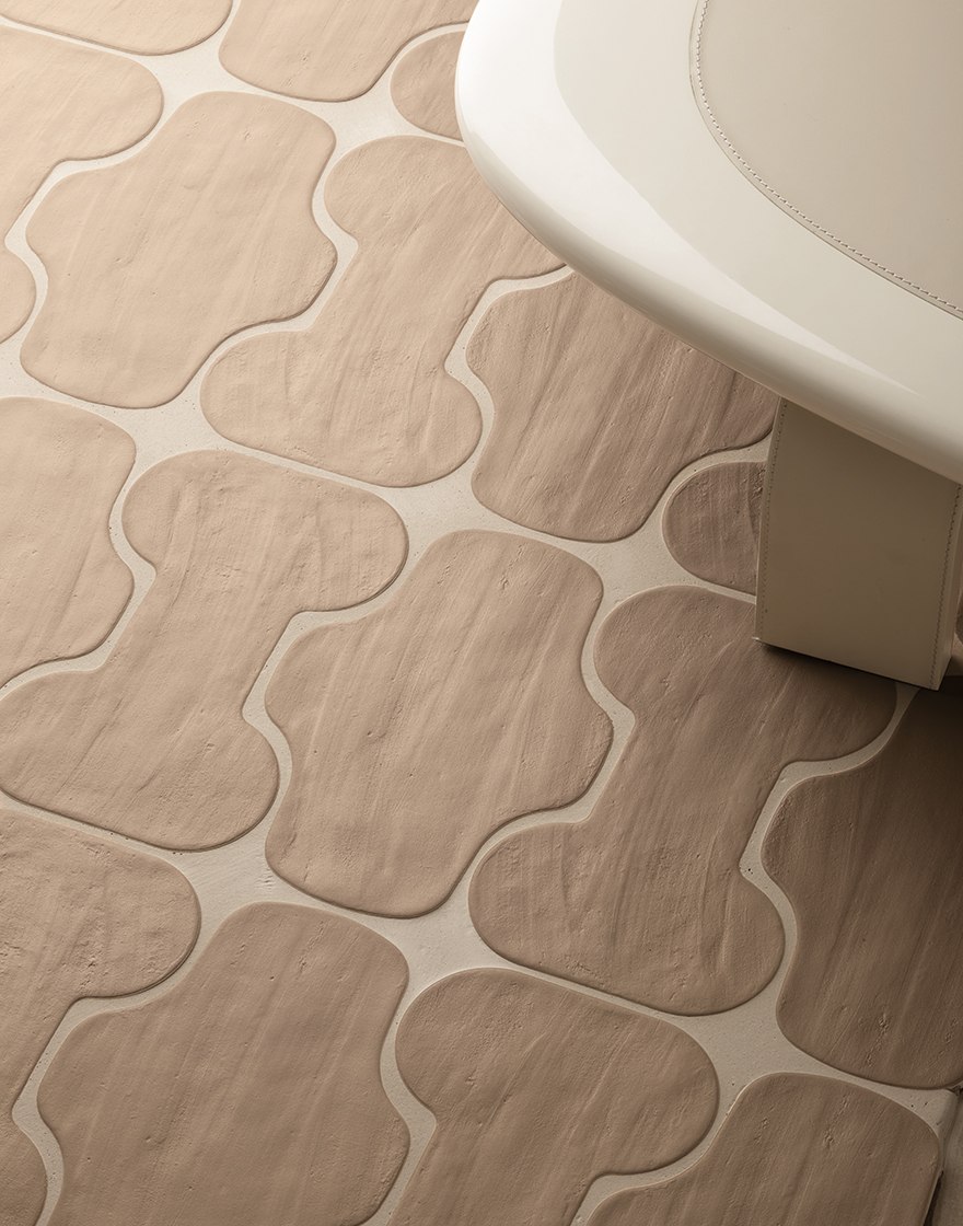 Organic Figure tiles creating a flowing floor pattern